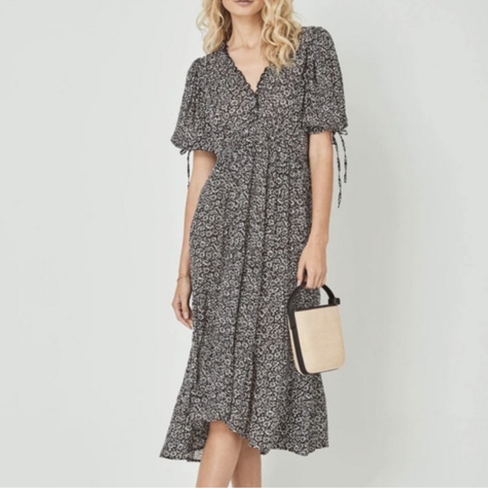 Auguste The Label Marlowe Rye Midi Dress Charcoal NWT size 0
